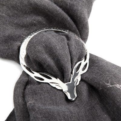 Large Scottish Highland Stag Pewter Scarf & Sash Ring – Handcrafted in Scotland