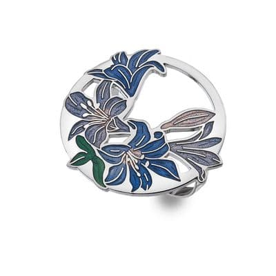 Lillies Enamel Scarf Ring - Blue and Lilac