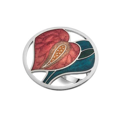 Lily Flower Enamel Scarf Ring – Red by Sea Gems
