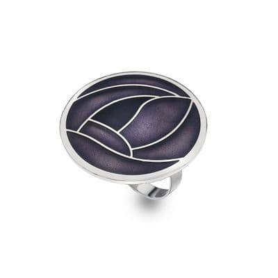 Mackintosh Rose Enamel Scarf Ring – Purple by Sea Gems