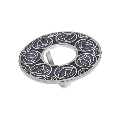 Mackintosh Roses & Annulus Enamel Scarf Ring – Purple – by Sea Gems