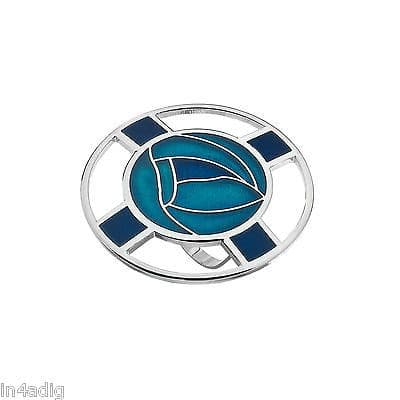 Mackintosh Roses & Lattice Enamel Scarf Ring – Turquoise by Sea Gems