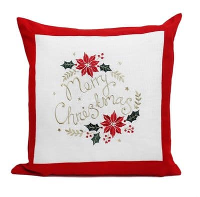 Marcella Merry Christmas Embroidered Christmas Cushion 45cm x 45cm