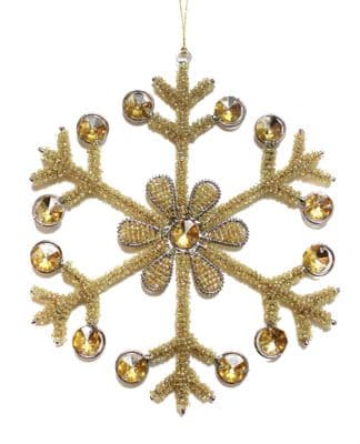 Maya Hanging Snowflake Christmas Tree Decoration - Gold - 17cm
