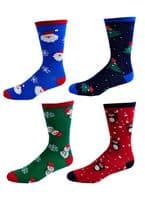 Men's Cotton Rich Christmas Socks – 4 Festive Pairs