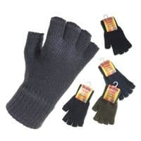 Handy Thermal Acrylic Half Finger Gloves - Black