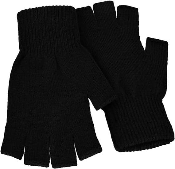 Handy Thermal Acrylic Half Finger Gloves - Black