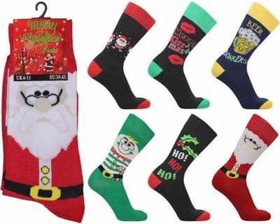 Mens Christmas Novelty Socks Stocking Filler Christmas Gift New UK 6/11 EU 39/45
