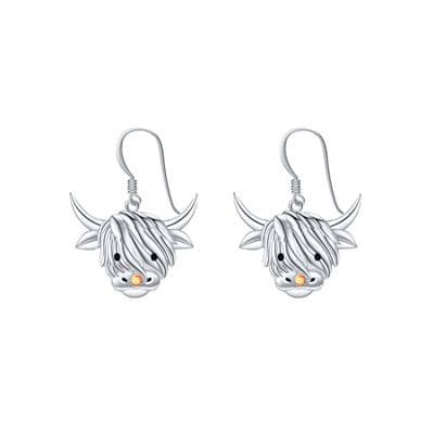 Morag Highland Cow Drop Earrings – Sterling Silver