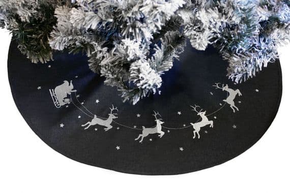 Night Flight Pewter/Silver Embroidered Christmas Tree Skirt 39