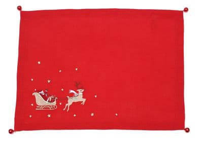 Night Flight Red Christmas Embroidered Placemat 13