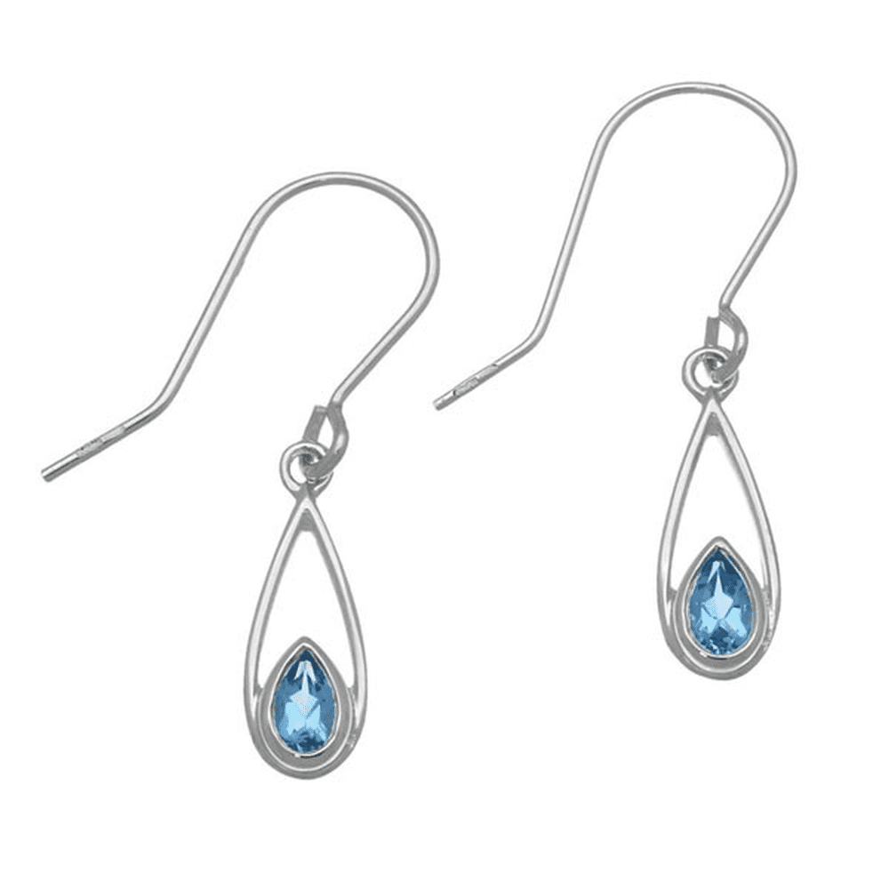 November Birthstone Blue Topaz Drop Earrings | Sterling Silver ...