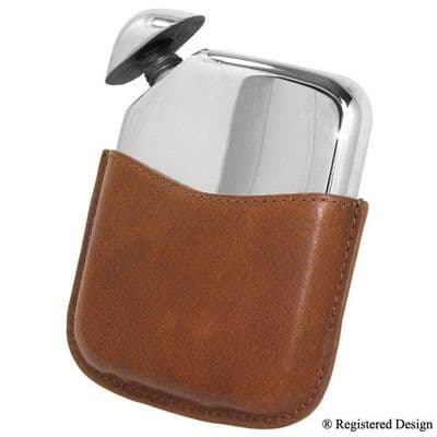Novus Pewter Hip Flask with Genuine Leather Pouch - 5oz