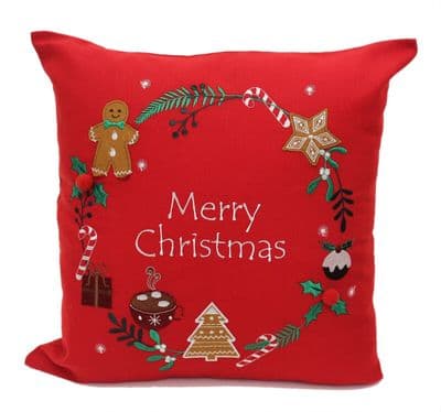 Peggy Wilkins Textiles All things Christmas Embroidered Complete Scatter Cushion