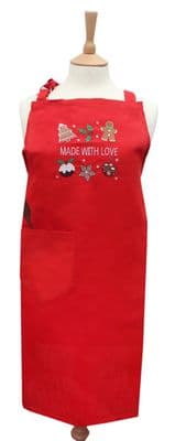 Peggy Wilkins Textiles All things Christmas Made With Love Embroidered Bib Apron