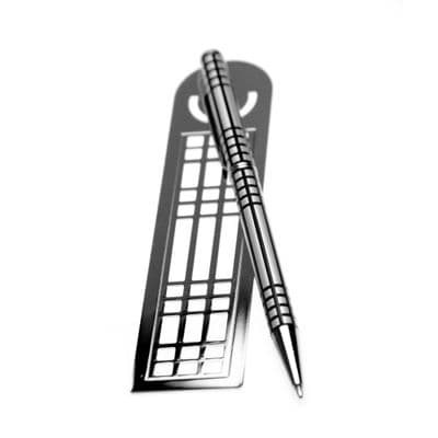 Pen & Bookmark Set - Mack Lattice (Rhodium Plated Brass)