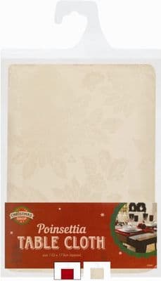 Poinsettia Table Cloth – Cream 132 cm x 178 cm by The Christmas Shop