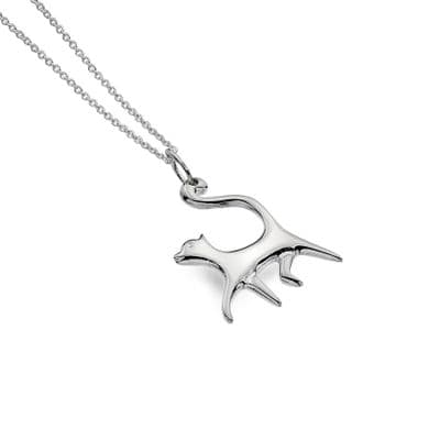Prancing Cat 925 Sterling Silver Necklace Pendant