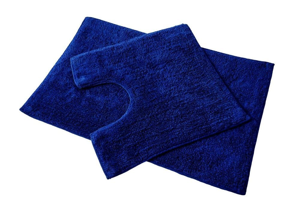 Premier 100 Cotton Bath and Pedestal Mat Set Sapphire Blue