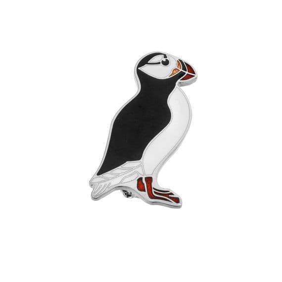 Puffin Black /White Enamel Brooch