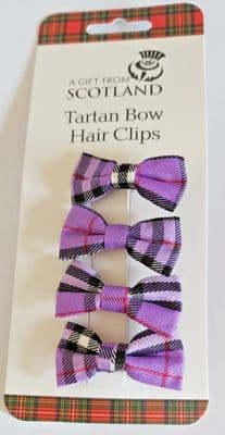 Purple Tartan Bow Hair Clips – Set of 4 – by Thistle Products