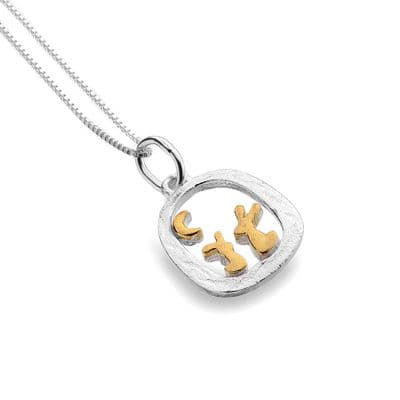 Rabbits Gold Plated 925 Sterling Silver Pendant Necklace - Origins
