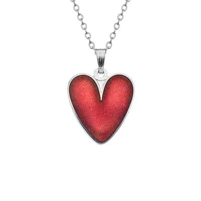 Red Heart Enamel Pendant Necklace