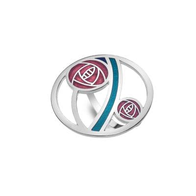 Rennie Mackintosh Red Rose Enamel Scarf Ring – Gift Boxed by Sea Gems