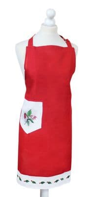 Robin Hedgerow Christmas Embroidered Bib Apron - 72cm x 85cm