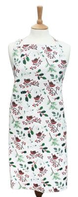 Robins Perch Christmas Printed Cotton Bib Apron - 70cm x 83cm