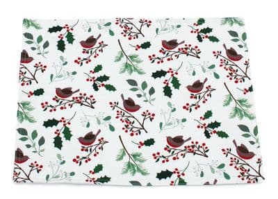 Robins Perch Christmas Printed Cotton Placemat - 33cm x 45cm