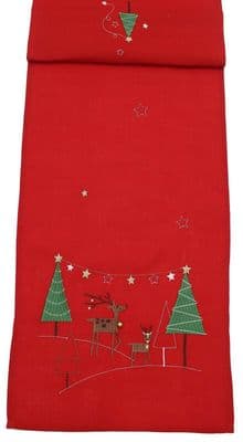 Rockin Reindeer Embroidered Christmas Table Linen - Table Runner or Napkins