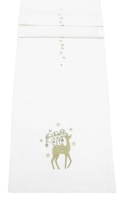 Rococo Embroidered Christmas Reindeer Champagne/Gold Table Runner 14