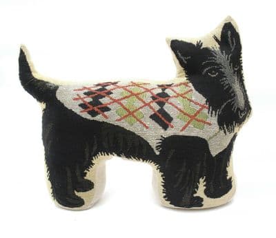 Rory Black Terrier with Arygll Coat Embroidery Dog Standing Door Stop