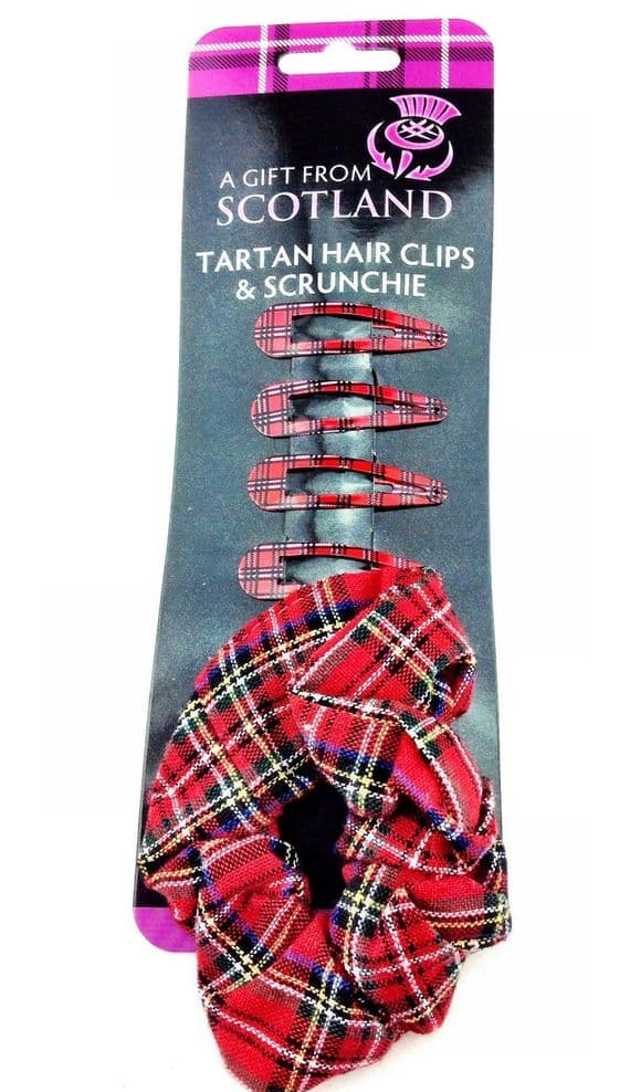 Royal Stewart Tartan Hair Clips Scrunchie Set