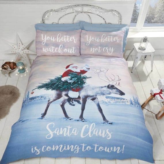 Santa Claus is Coming to Town Christmas Duvet Set Quilt Cover