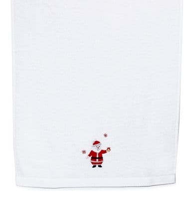 Santa Embroidered Christmas Hand Towel - 50cm x 70cm