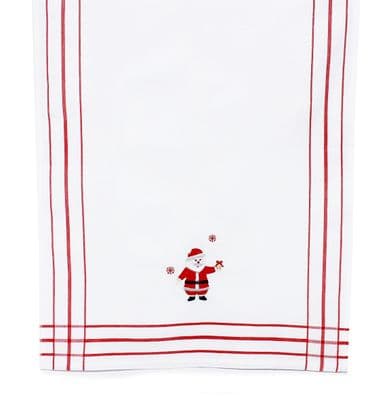 Santa Embroidered Waffle Weave Christmas Tea Towel - 50cm x 70cm