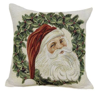 Santa's Wreath Christmas Tapestry Cushion - 45cm x 45cm
