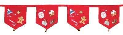 Santas Grotto Embroidered Christmas Bunting - 16cm x 210cm