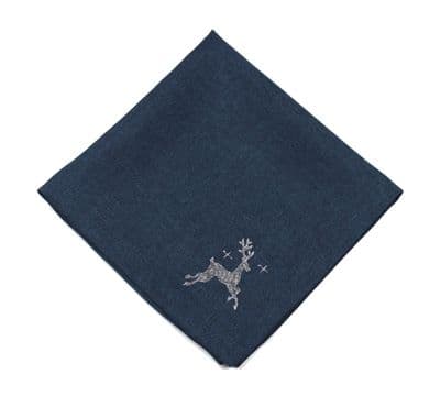 Santas Ride Navy/Silver Embroidered Christmas Napkin - 45cm x 45cm