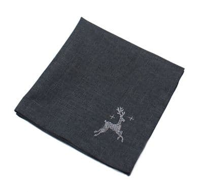 Santas Ride Pewter/Silver Embroidered Christmas Napkin - 45cm x 45cm