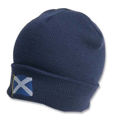 Scotland Flag Embroidered Beanie Hat – Knitted Ski Cap by Heather Gift
