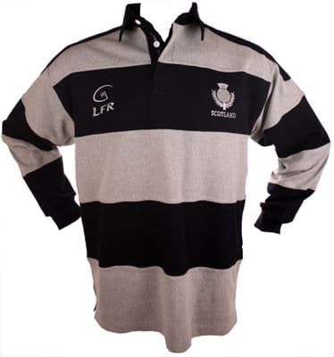 Scotland Thistle Striped Rugby Shirt – Grey & Navy – XS to 3XL by Live for Rugby