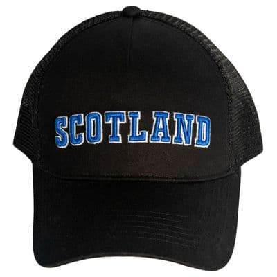 Scotland Trucker Cap Black Mesh Snapback Hat 3D Embroidered Adjustable Baseball