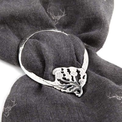 Scottish Double Thistle Pewter Scarf & Sash Ring – Handcrafted in Scotland