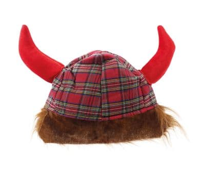 Scottish Hagar Red Tartan Viking Hat – Novelty Fancy Dress by Heather Gift