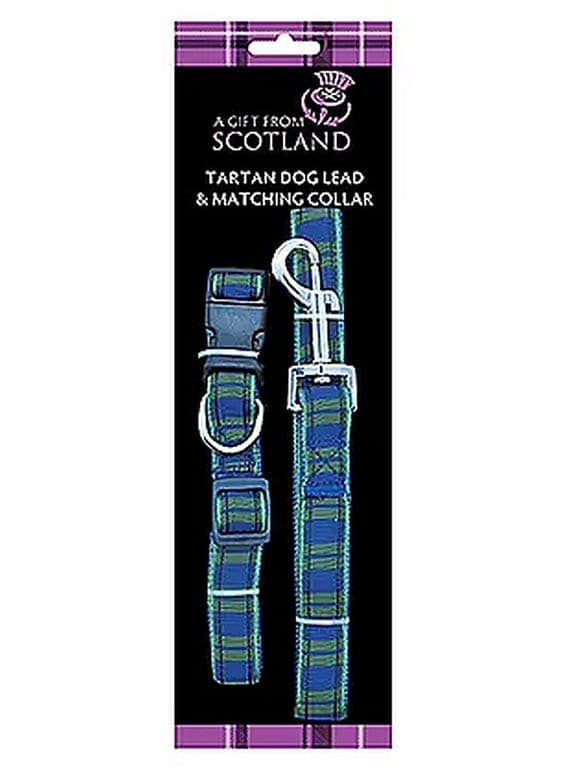 Scottish Tartan Dog Lead and Collar Set (Collar 32cm - 48cm and Lead 1.2m)