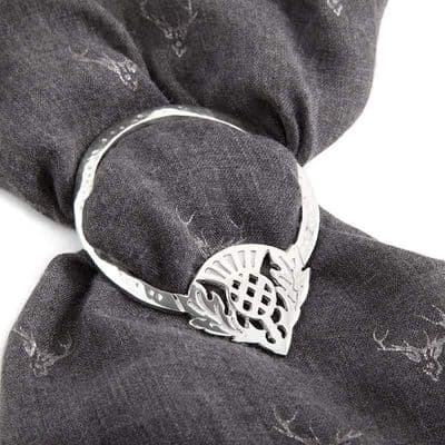 Scottish Thistle Flower Pewter Scarf & Sash Ring – Handcrafted in Scotland