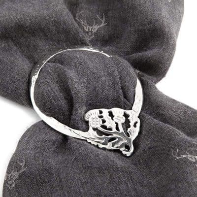 Scottish Thistle Flowers Pewter Scarf Ring / Sash Ring - LSR24
